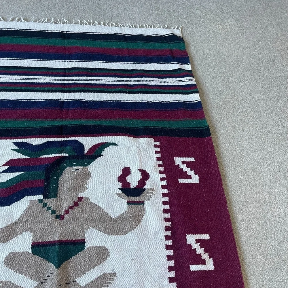 Vintage Mexican Blanket Wall Hanging‎ Art Mayan Tribal Decor Southwest 48x79